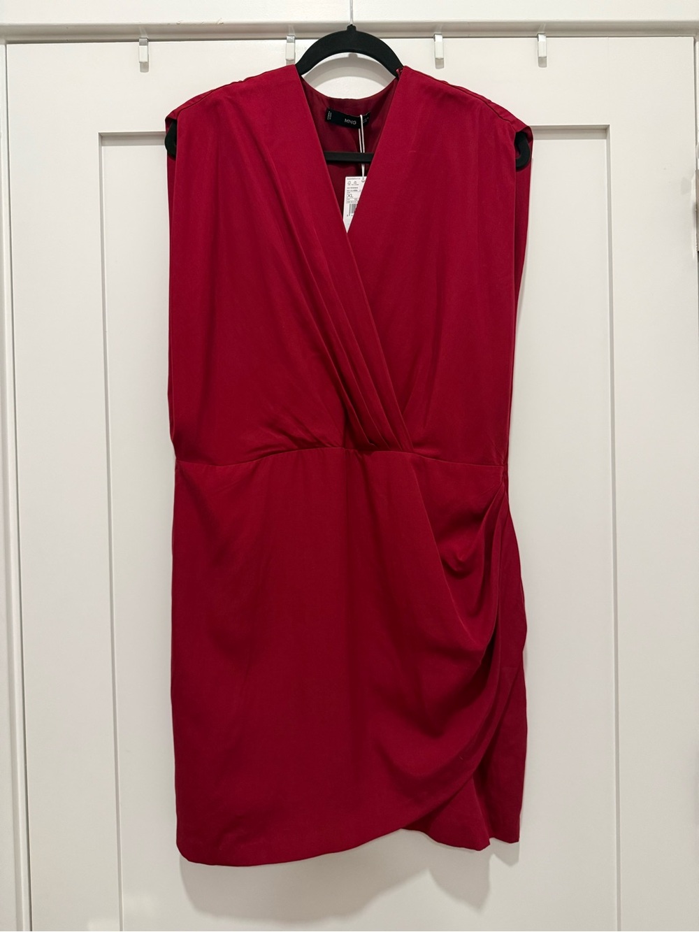 Red Wrap-Style Mini Dress - Picture 3 of 7